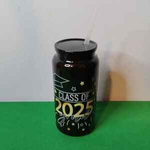 Class Of 2025 Black Tumbler With Straw